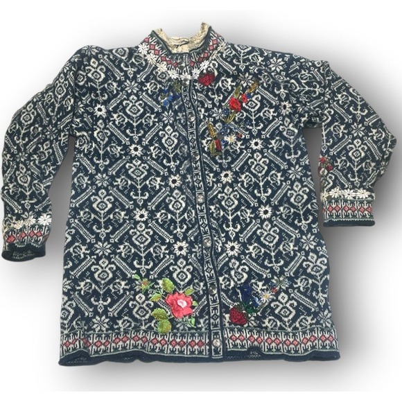 Dale of Norway Sweaters - Rare Vintage Dale of Norway Embroidered Wool Cardigan | Cottagecore | Size‎ S